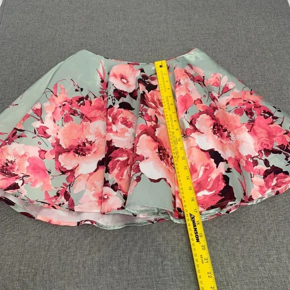 Jodi Kristopher Formal Elegant Floral Skirt Pleated Flared Puffy Skirt Pink 9 - Picture 3 of 13